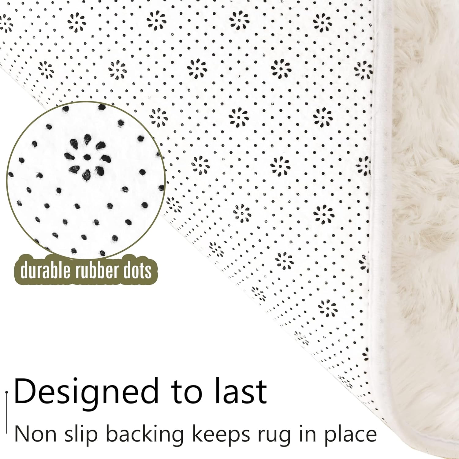 LOCHAS Ultra Soft Indoor Modern Area Rugs Fluffy Living Room Carpets for Children Bedroom Home Decor Nursery Rug 4x6 Feet, White